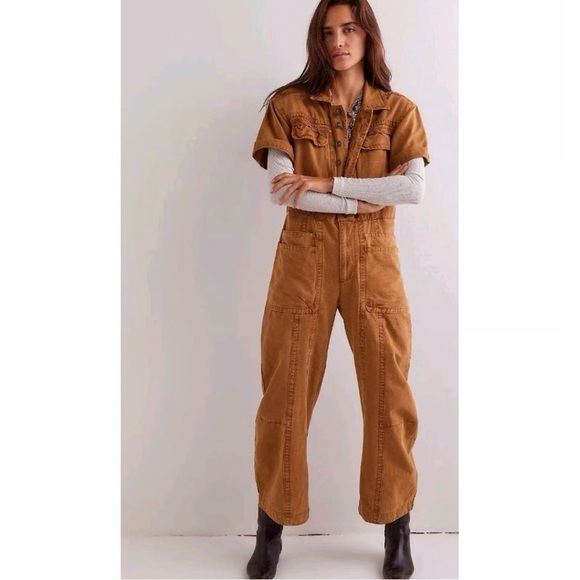 FREE PEOPLE | WE THE FREE MAXIE WASHED COVERALL IN CATHAY SPICE SIZE 2 - Picture 1 of 9